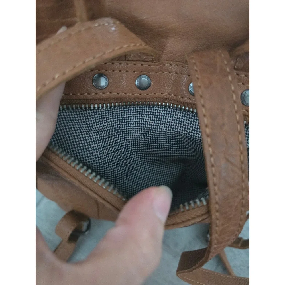 Spikes & Sparrow‎ Leather Backpack Purse with Buckle Detail Womens Cognac Brown